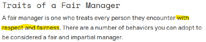 Traits of a fair manager